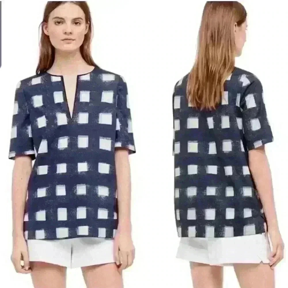 Tory Burch Antibes Checkered Blouse